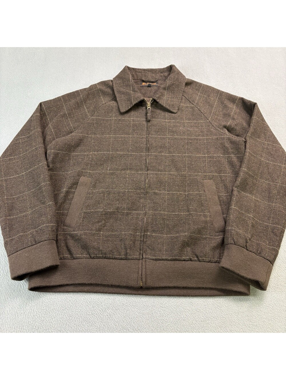 Ben Sherman Plaid Bomber Jacket Size Medium Brown